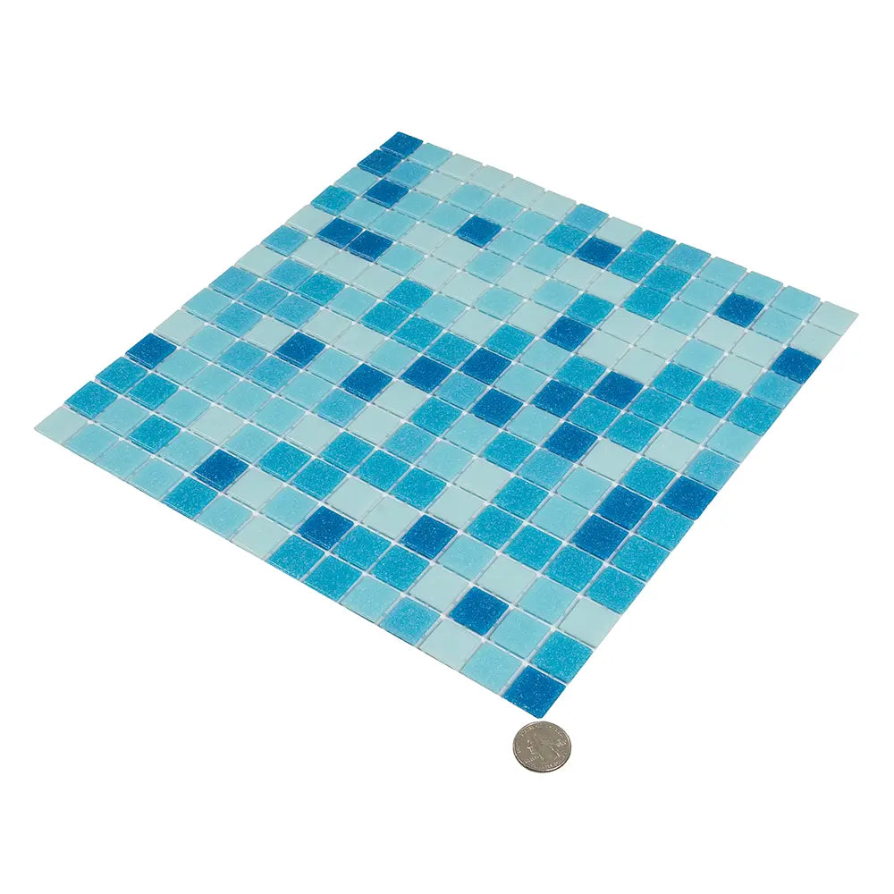 Blue Waves Mixed Squares Glass Tile | Tile Club