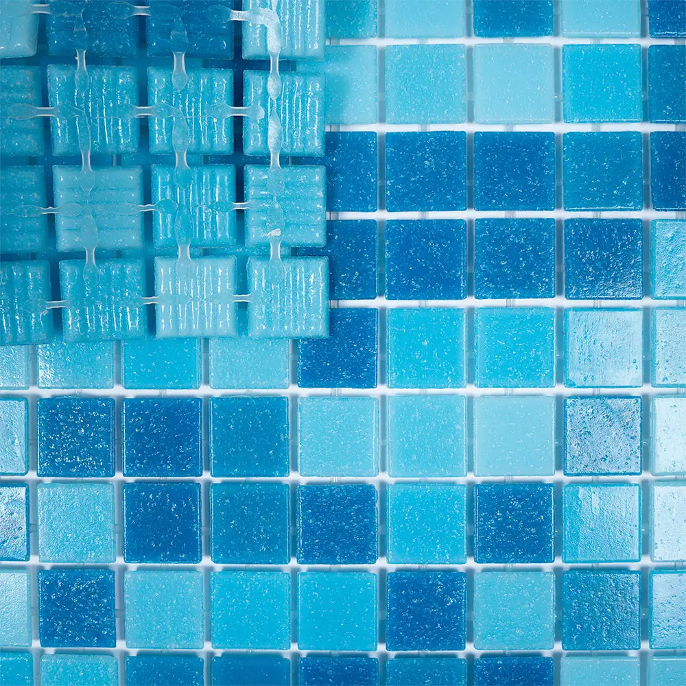Blue Ocean Mixed Squares Glass Tile | Tile Club
