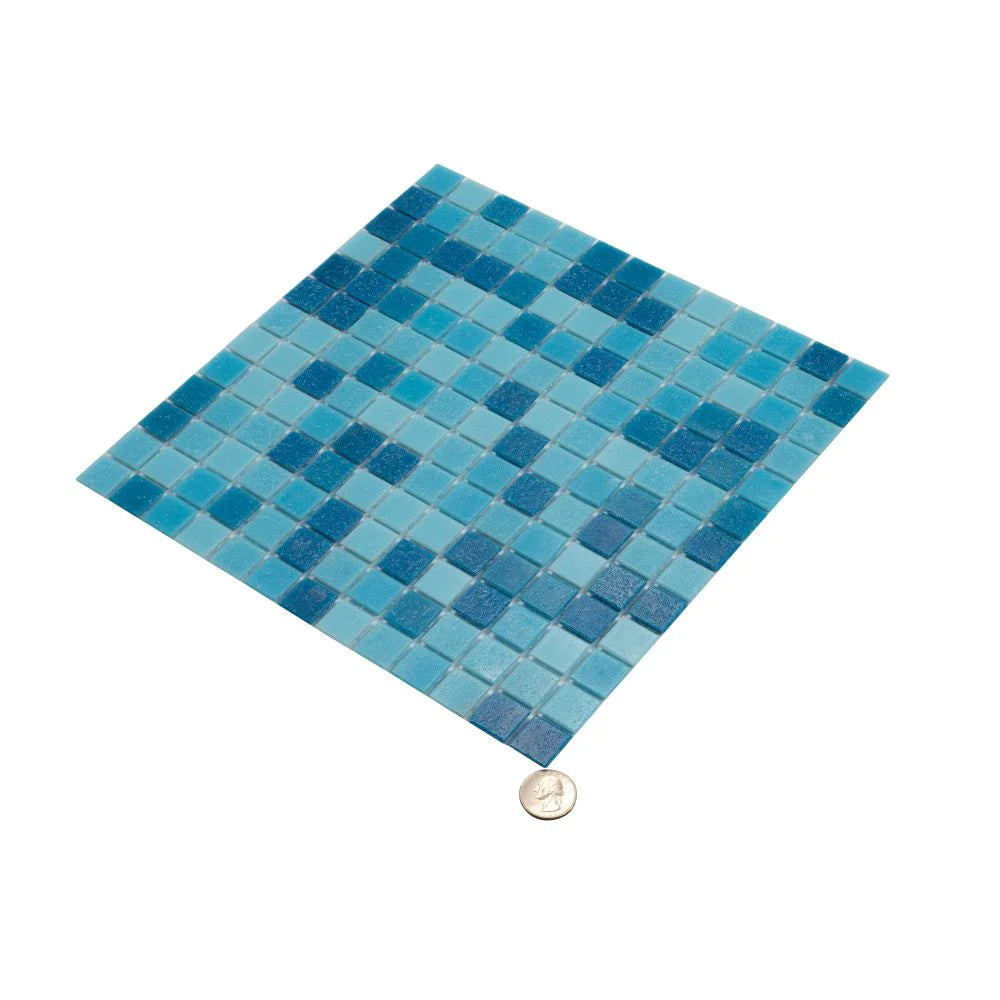 Blue Ocean Mixed Squares Glass Tile | Tile Club