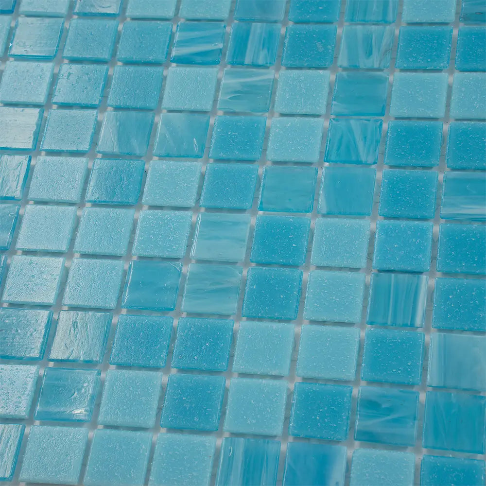 Blue Sky Mixed Squares Glass Tile | Tile Club