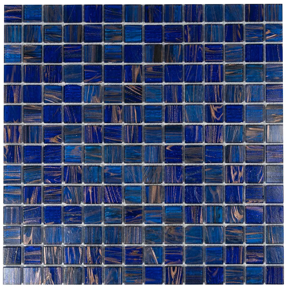 Denim Blue Mixed Squares Glass Tile | Tile Club