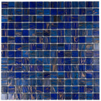 Denim Blue Mixed Squares Glass Tile | Tile Club
