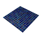 Denim Blue Mixed Squares Glass Tile | Tile Club