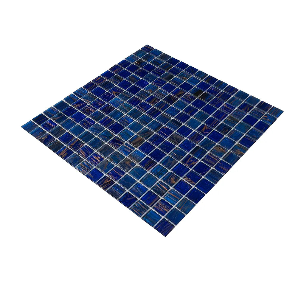 Denim Blue Mixed Squares Glass Tile | Tile Club