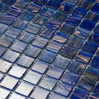 Denim Blue Mixed Squares Glass Tile | Tile Club
