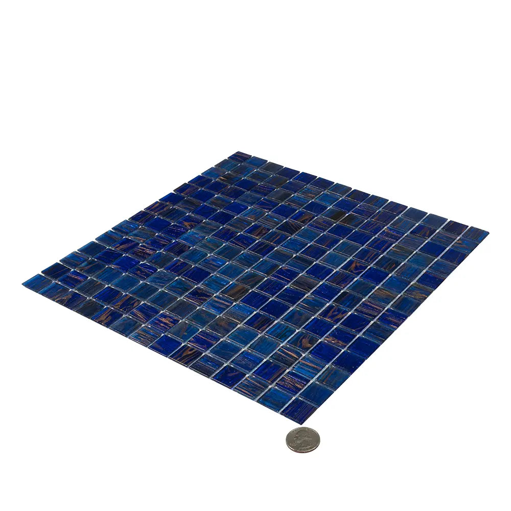 Denim Blue Mixed Squares Glass Tile | Tile Club