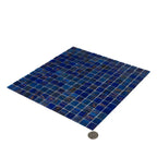 Denim Blue Mixed Squares Glass Tile | Tile Club