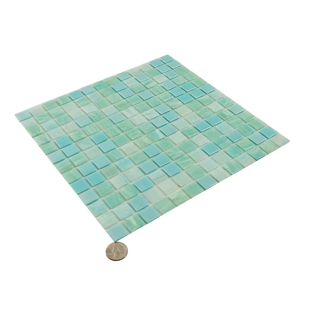 Sparkling Pool Blue Mixed Squares Glass Tile | Tile Club