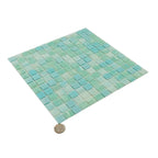 Sparkling Pool Blue Mixed Squares Glass Tile | Tile Club