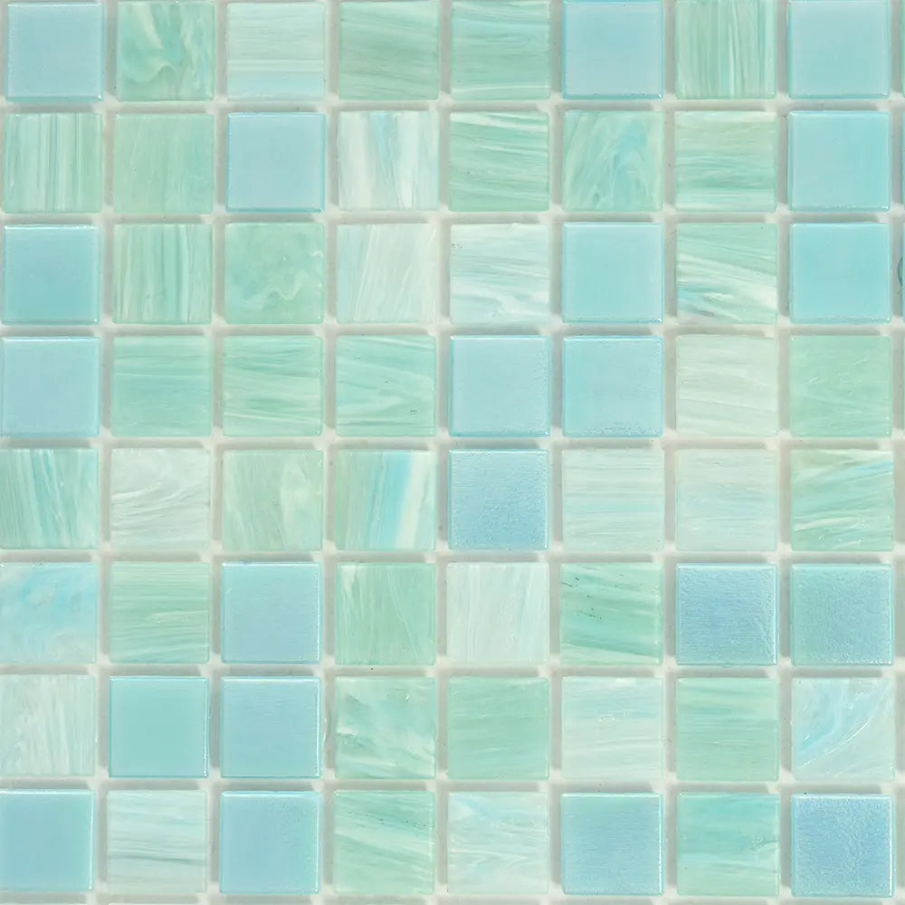 Sparkling Pool Blue Mixed Squares Glass Tile | Tile Club