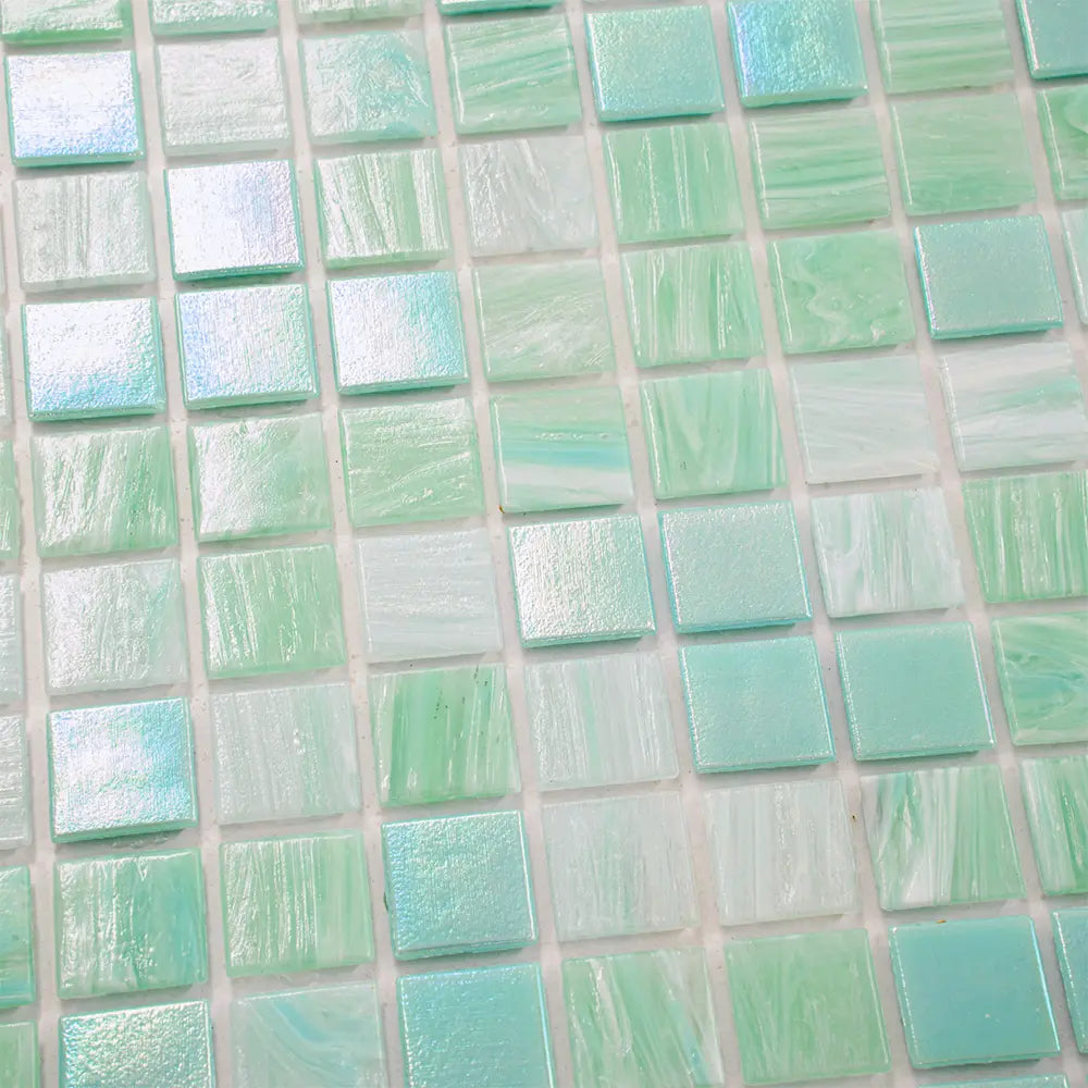 Sparkling Pool Blue Mixed Squares Glass Tile | Tile Club