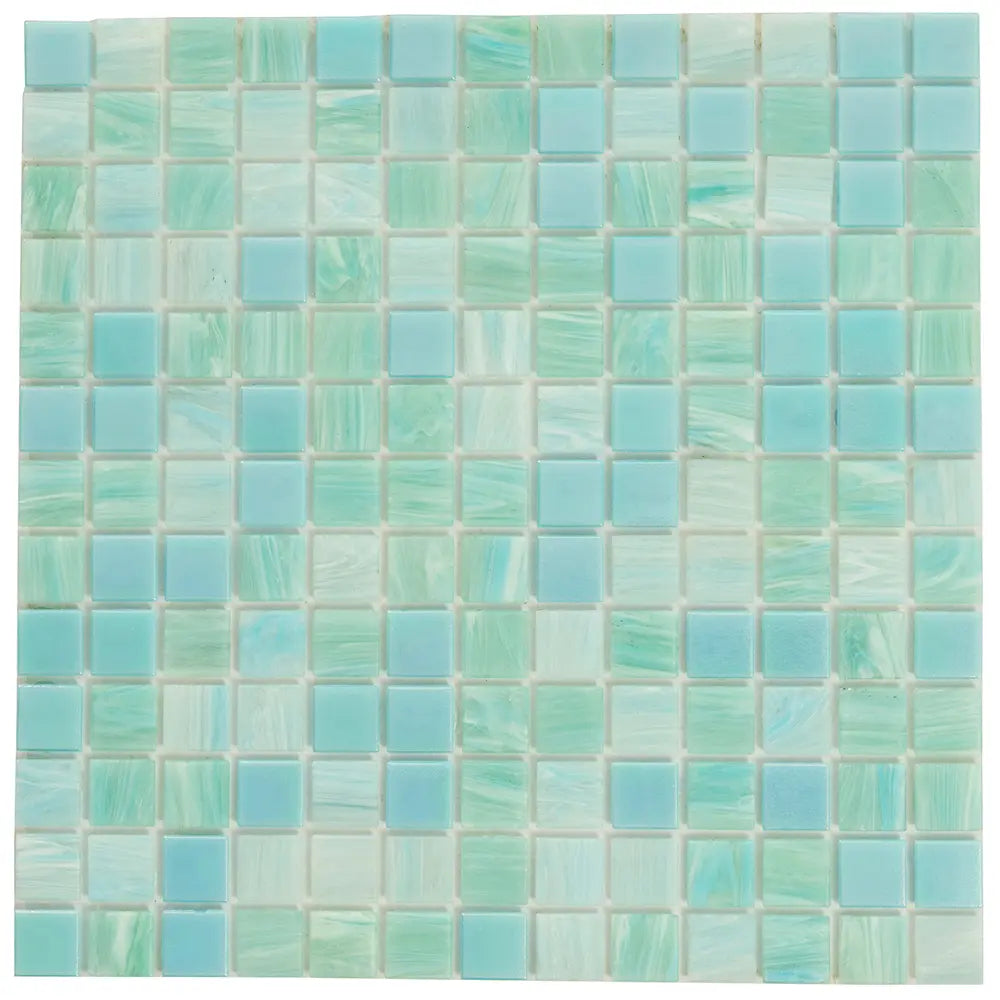 Sparkling Pool Blue Mixed Squares Glass Tile | Tile Club