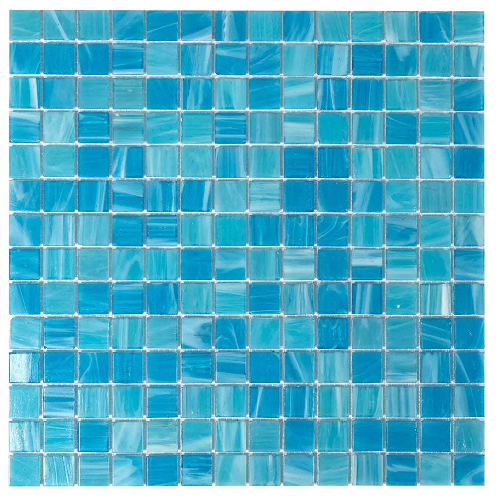 Aquarium Blue Mixed Squares Glass Tile | Tile Club