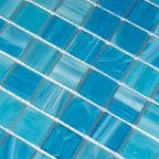 Aquarium Blue Mixed Squares Glass Tile | Tile Club