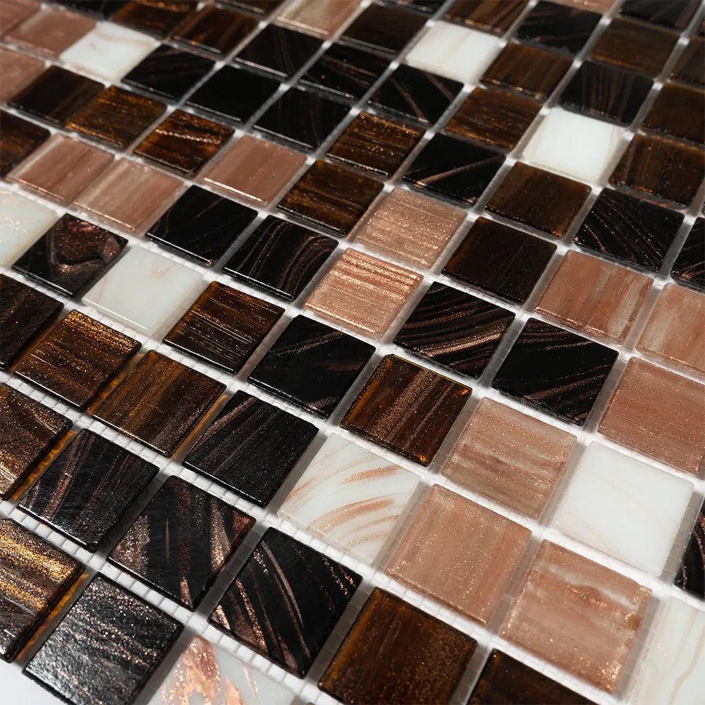 Assorted Chocolates Mixed Squares Glass Tile | Tile Club