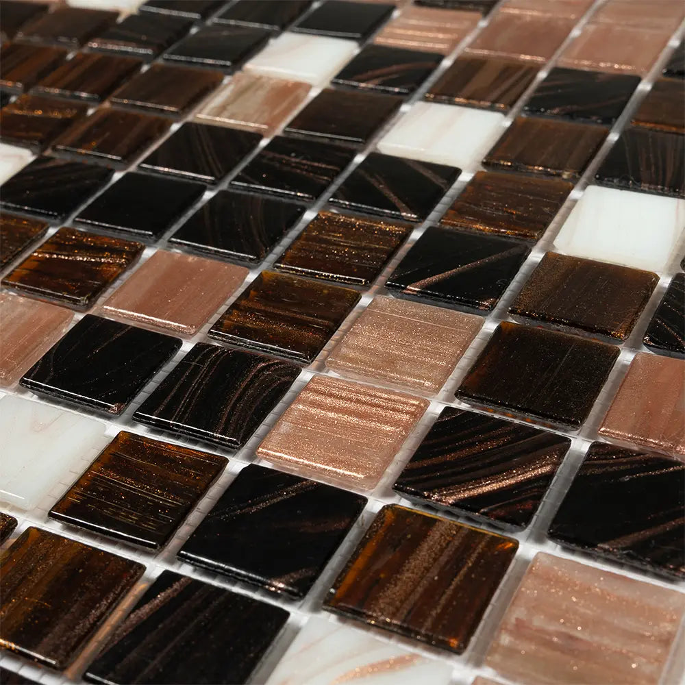Assorted Chocolates Mixed Squares Glass Tile | Tile Club