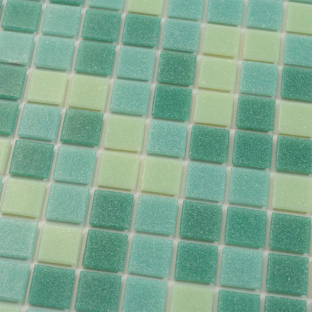 Mixed Green Squares Glass Tile | Tile Club
