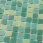 Mixed Green Squares Glass Tile | Tile Club