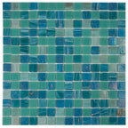 Lagoon Blue Mixed Squares Glass Tile | Tile Club