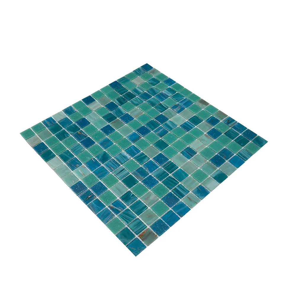 Lagoon Blue Mixed Squares Glass Tile | Tile Club
