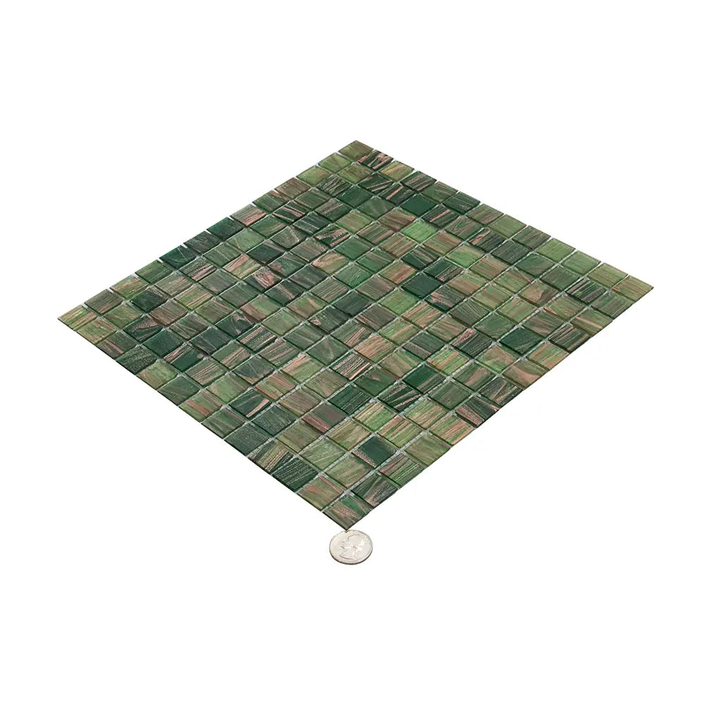 Green & Brown Mixed Squares Glass Tile | Tile Club