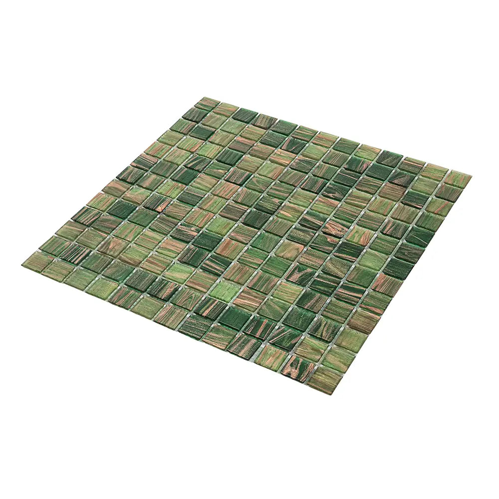 Green & Brown Mixed Squares Glass Tile | Tile Club