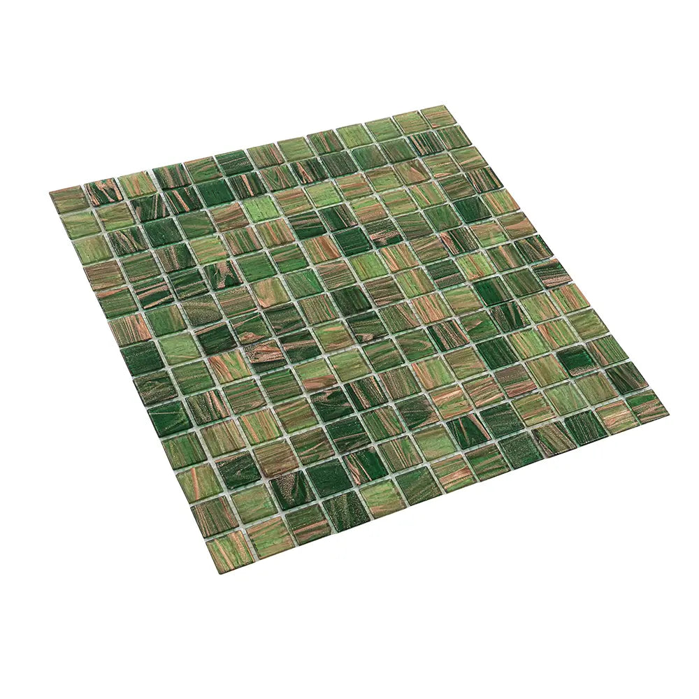 Green & Brown Mixed Squares Glass Tile | Tile Club