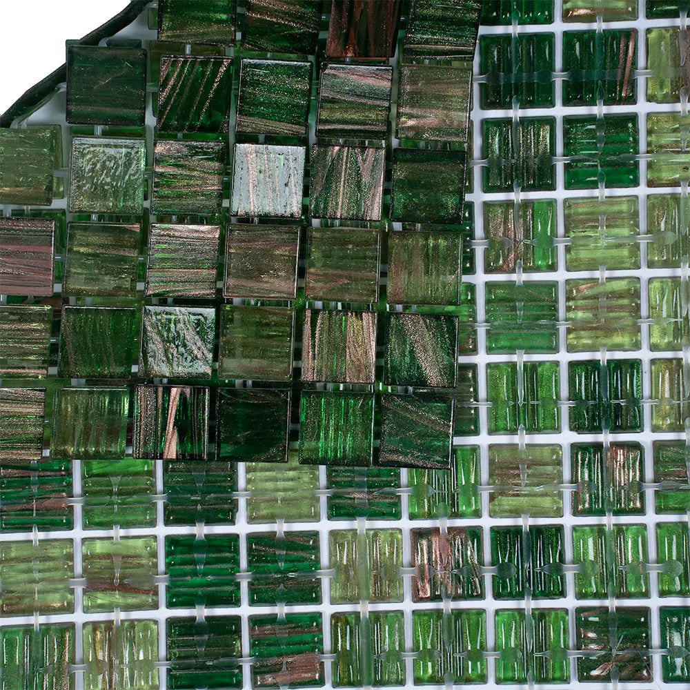 Green & Brown Mixed Squares Glass Tile | Tile Club