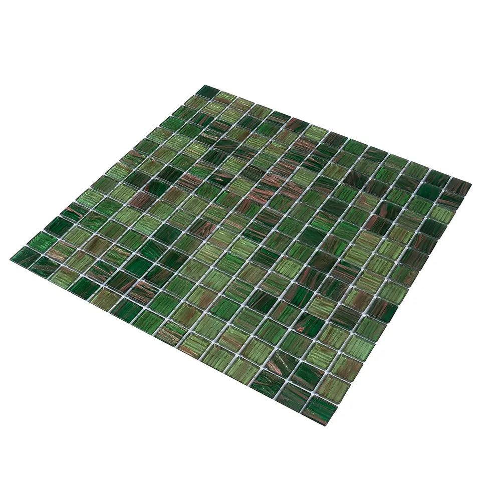 Green & Brown Mixed Squares Glass Tile | Tile Club