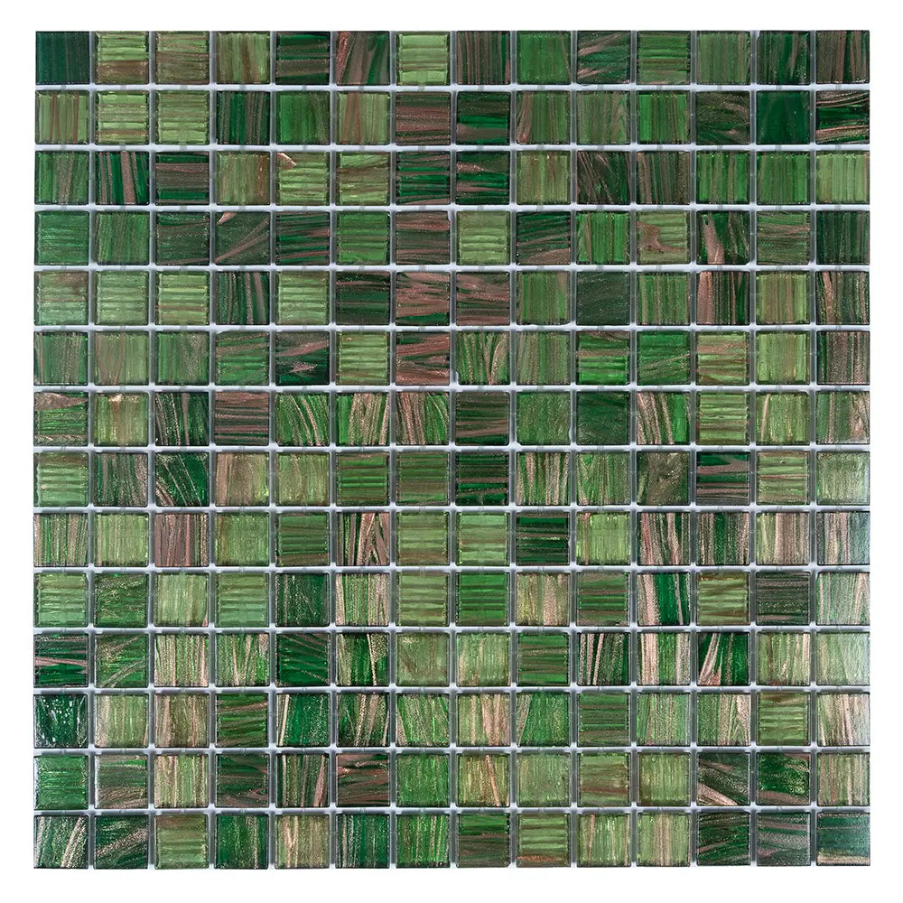 Green & Brown Mixed Squares Glass Tile | Tile Club