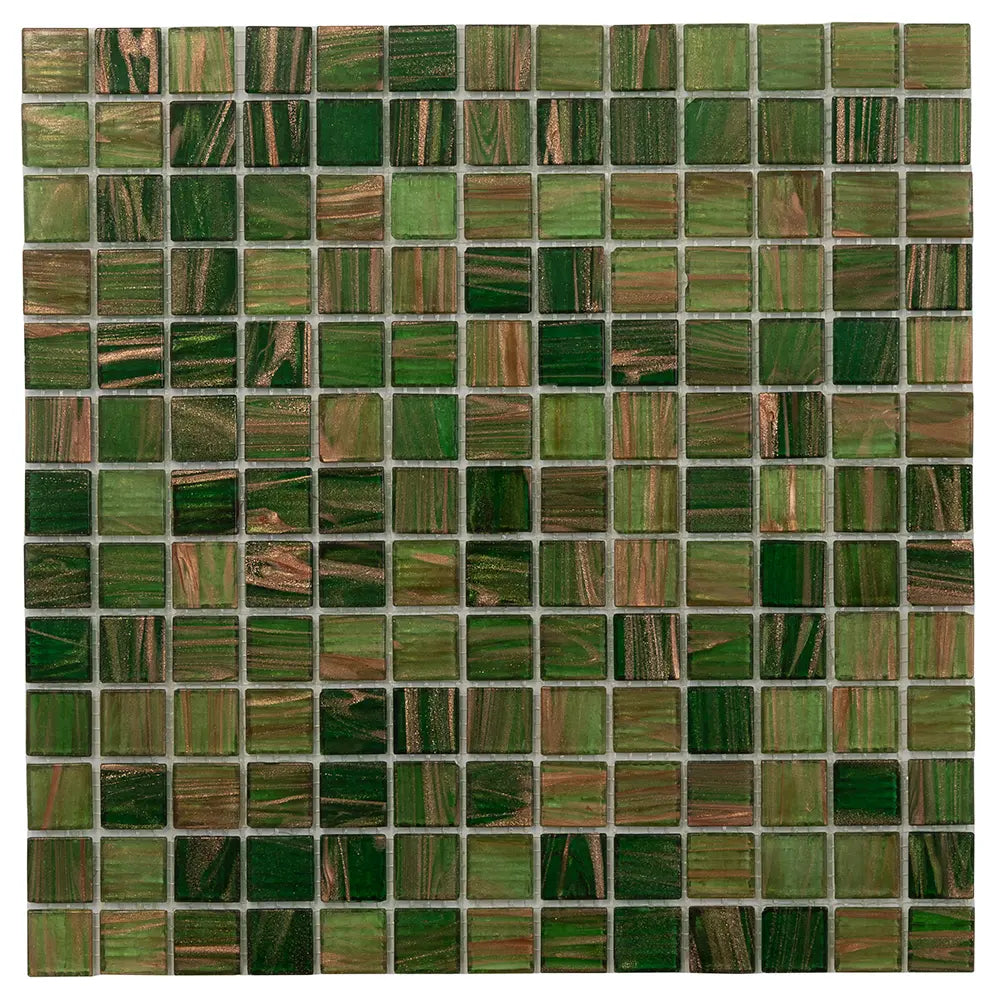 Green & Brown Mixed Squares Glass Tile | Tile Club