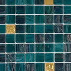 Starry Night Teal Mixed Squares Glass Tile | Tile Club