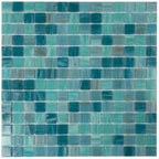 Koi Pond Blue Mixed Squares Glass Tile | Tile Club