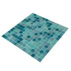 Koi Pond Blue Mixed Squares Glass Tile | Tile Club