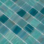 Koi Pond Blue Mixed Squares Glass Tile | Tile Club