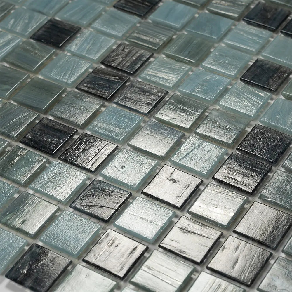 Dusty Grey Mixed Squares Glass Tile | Tile Club