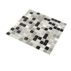 Checkered Black and White Mixed Squares Glass Tile | Tile Club
