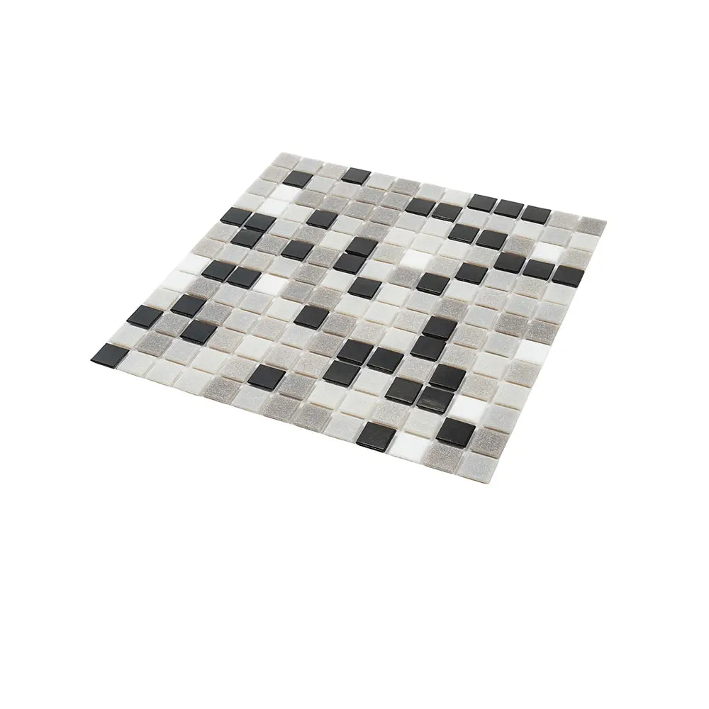 Checkered Black and White Mixed Squares Glass Tile | Tile Club