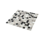 Checkered Black and White Mixed Squares Glass Tile | Tile Club