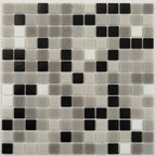 Checkered Black and White Mixed Squares Glass Tile | Tile Club