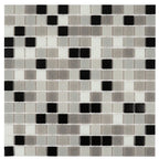 Checkered Black and White Mixed Squares Glass Tile