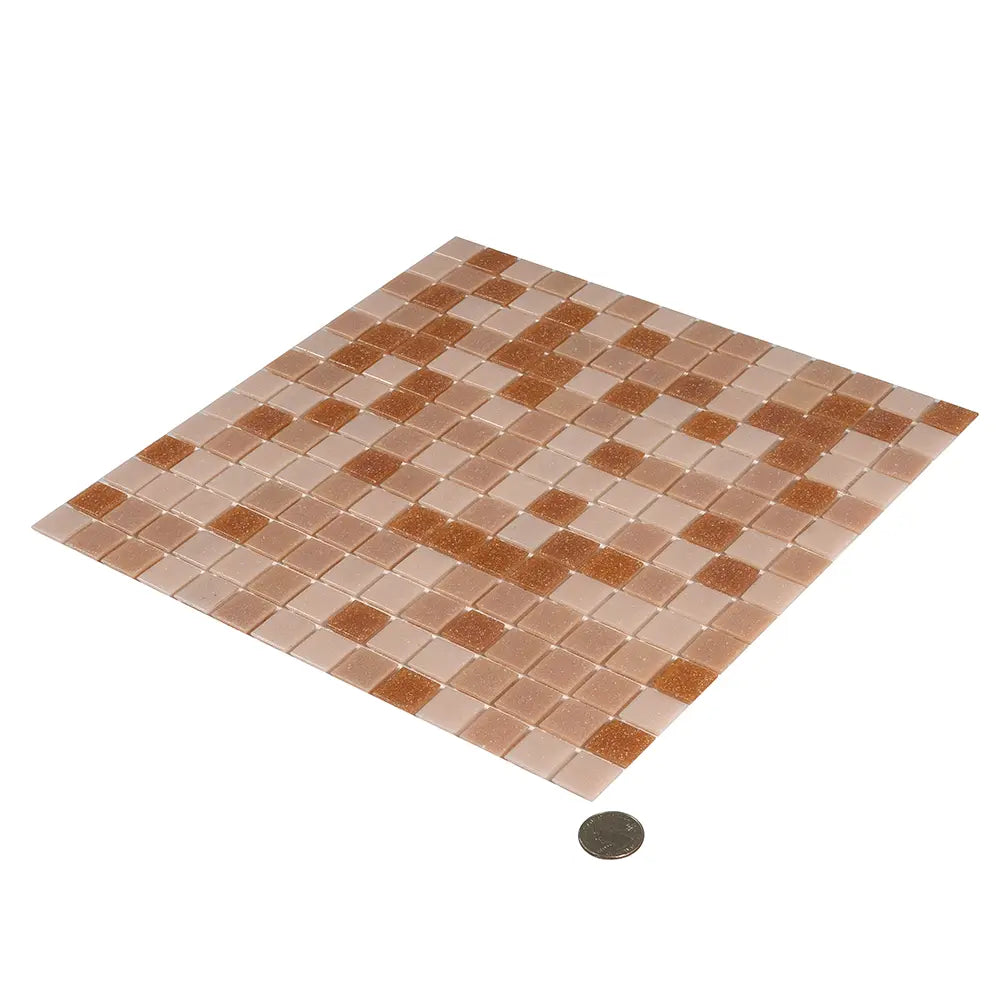 Soft Rose Mixed Squares Glass Tile | Tile Club