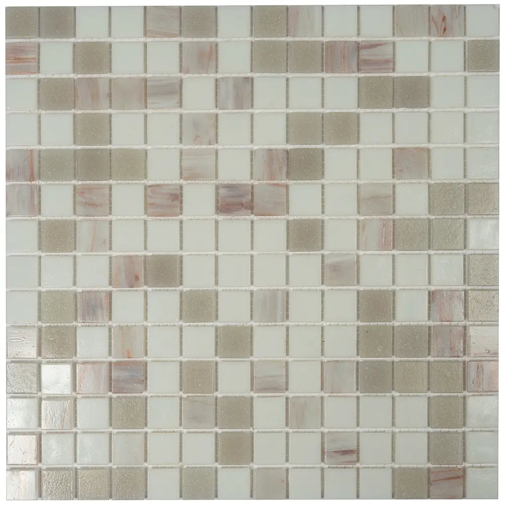 Aspen Snow White Mixed Squares Glass Tile | Tile Club