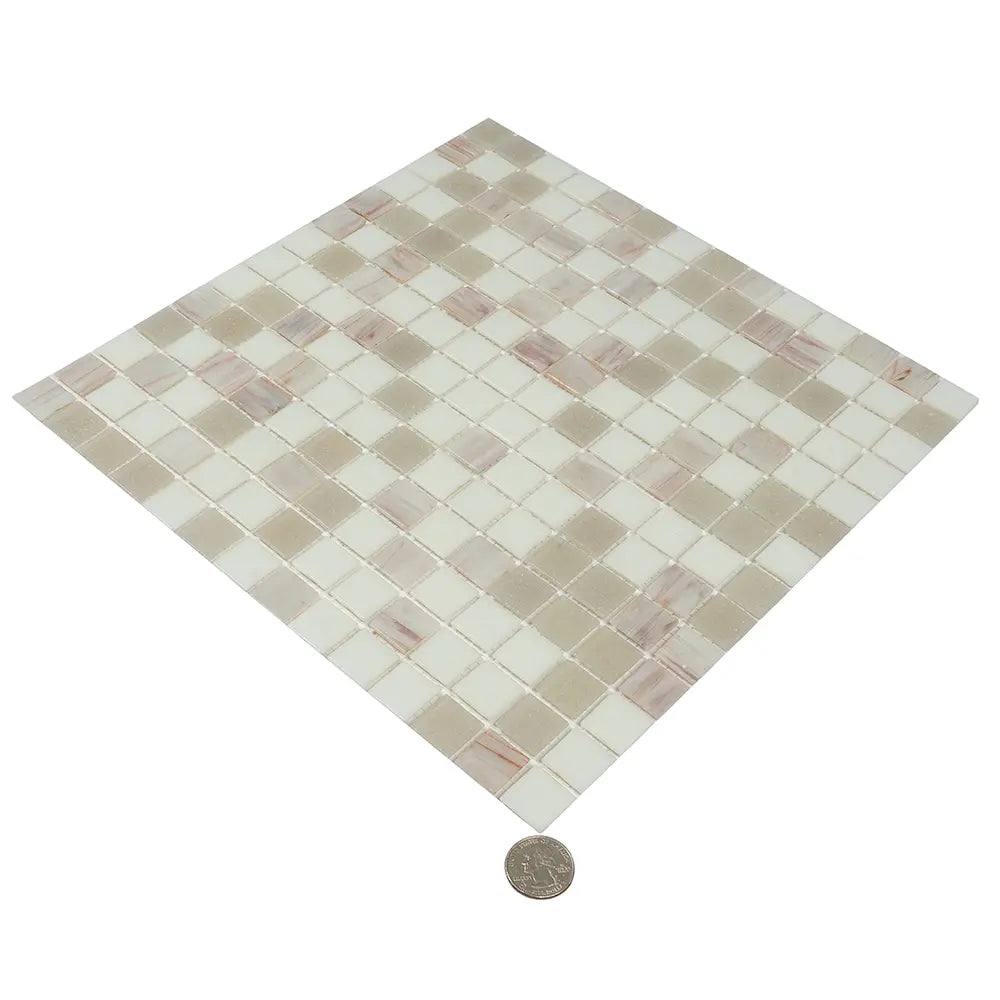 Aspen Snow White Mixed Squares Glass Tile | Tile Club