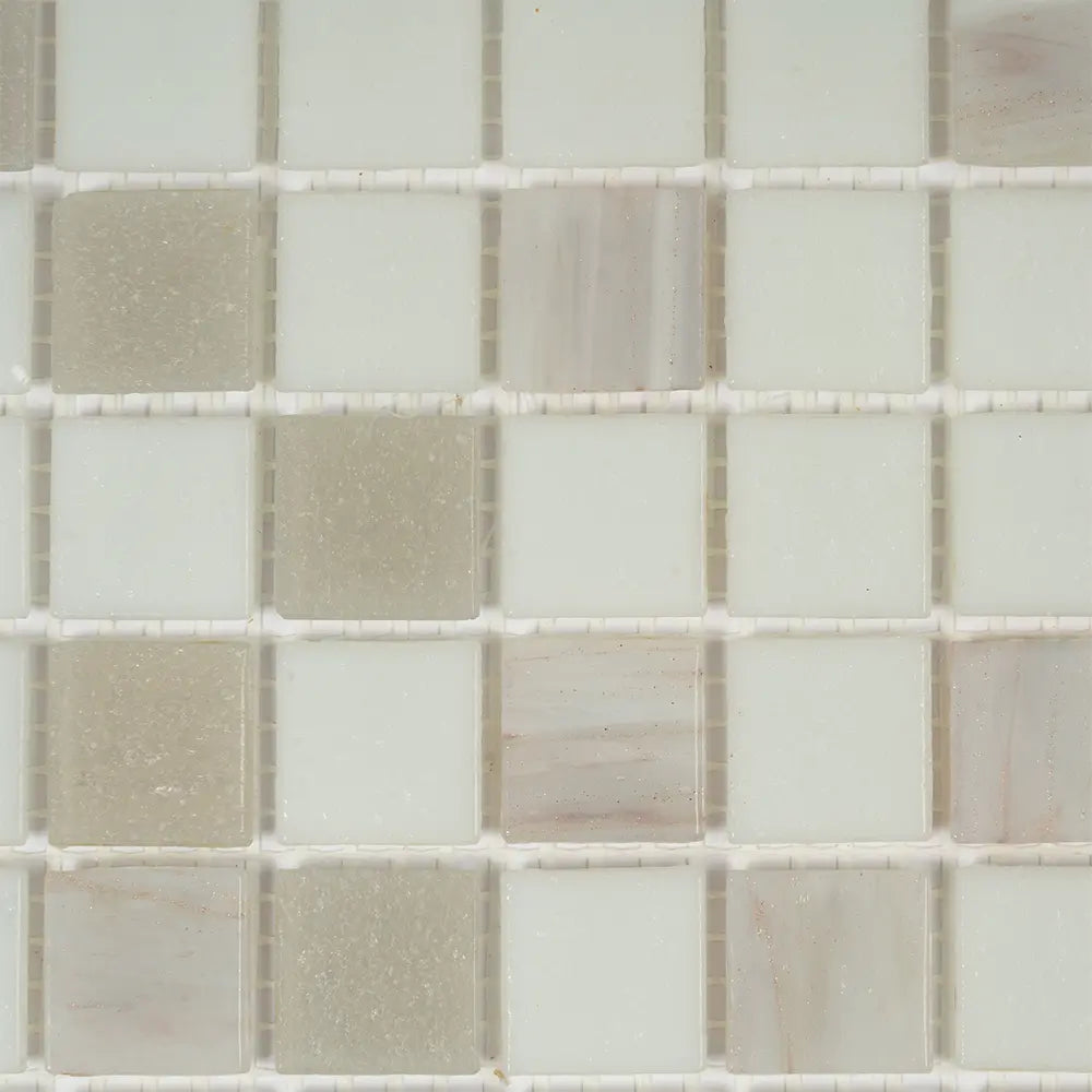Aspen Snow White Mixed Squares Glass Tile | Tile Club