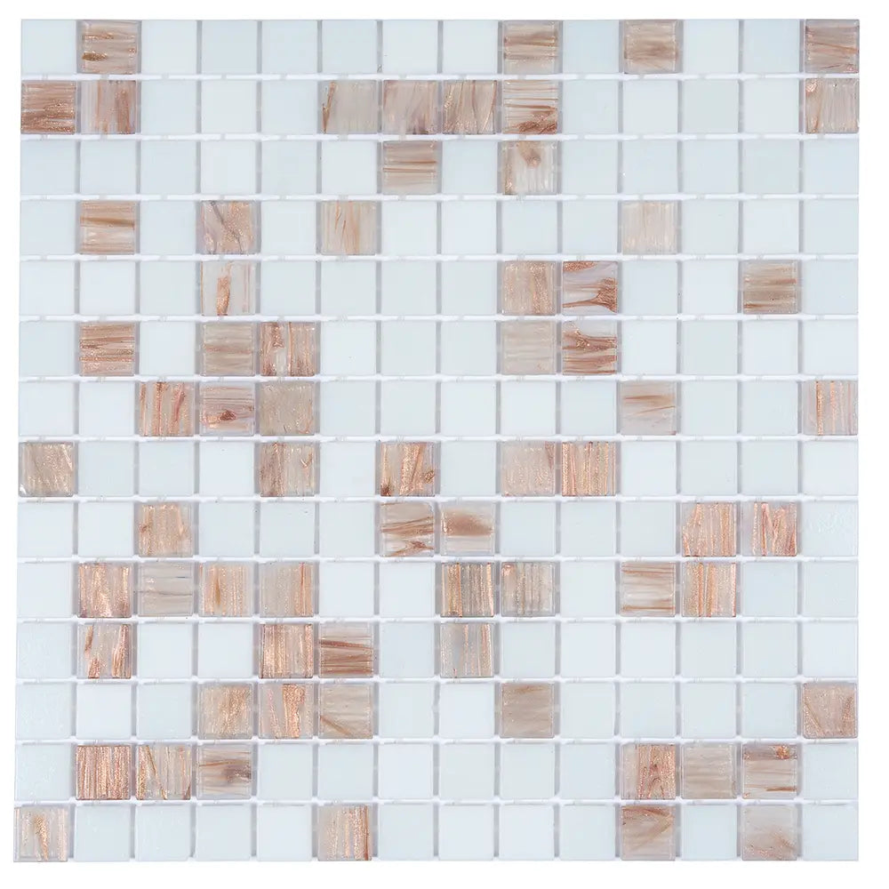 Boho Brown and White Mixed Squares Glass Tile | Tile Club