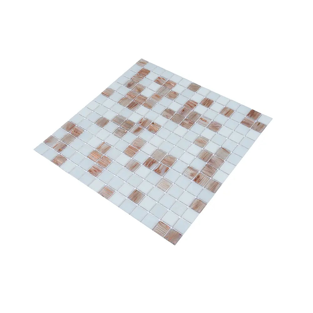 Boho Brown and White Mixed Squares Glass Tile | Tile Club