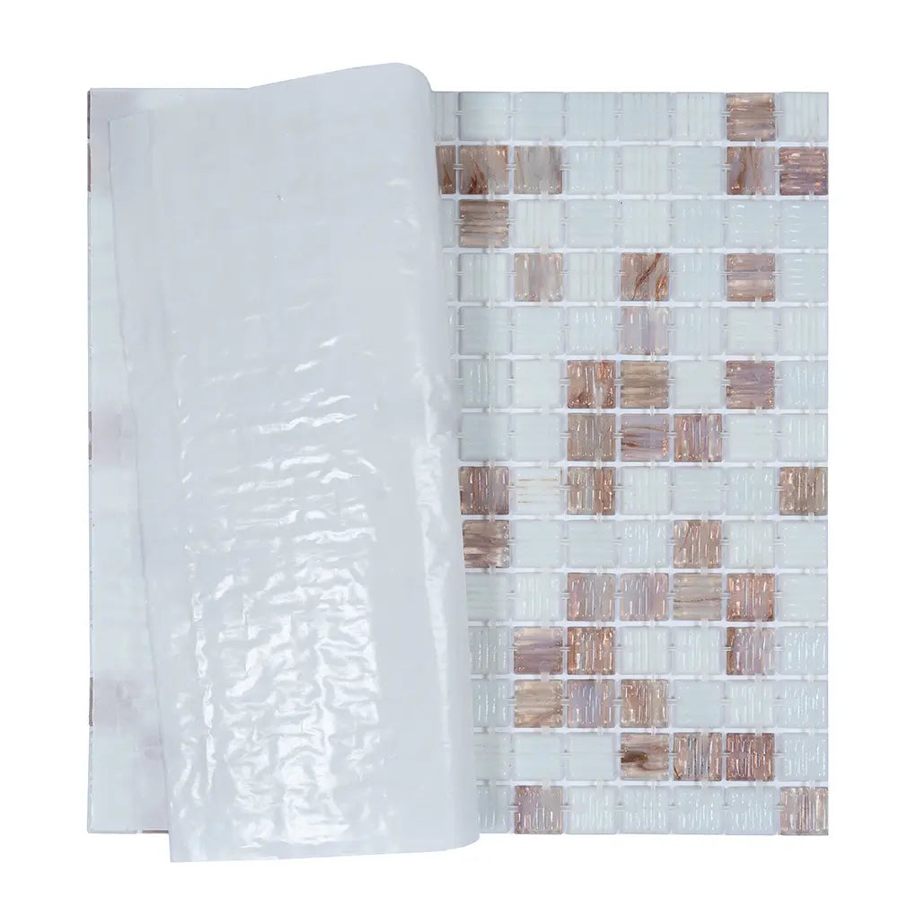 Boho Brown and White Mixed Squares Glass Tile | Tile Club