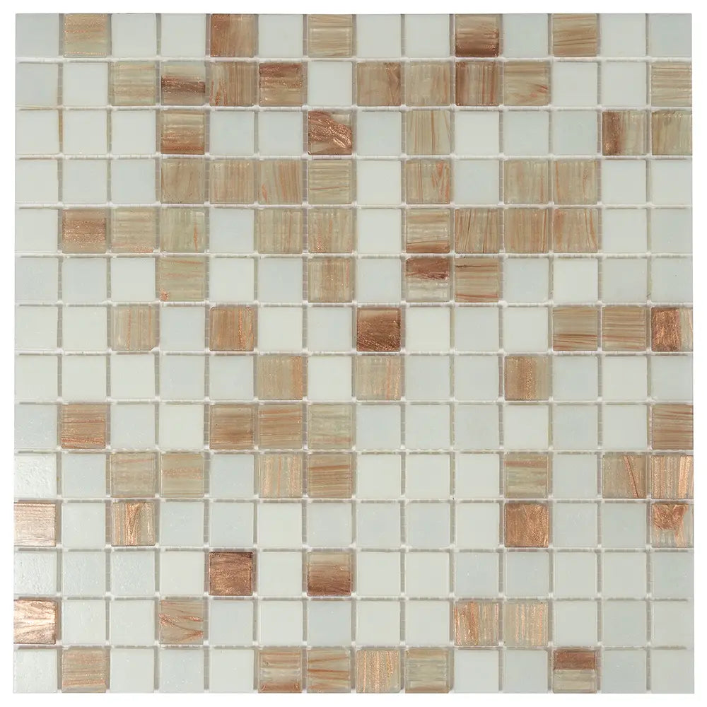 Boho Brown and White Mixed Squares Glass Tile | Tile Club