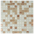 Boho Brown and White Mixed Squares Glass Tile | Tile Club
